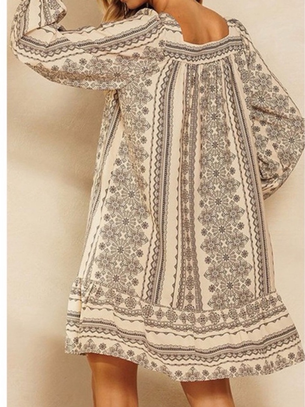 Ces Femme Jillian Bohemian Square Neck Mini Dress - Picture 3 of 14